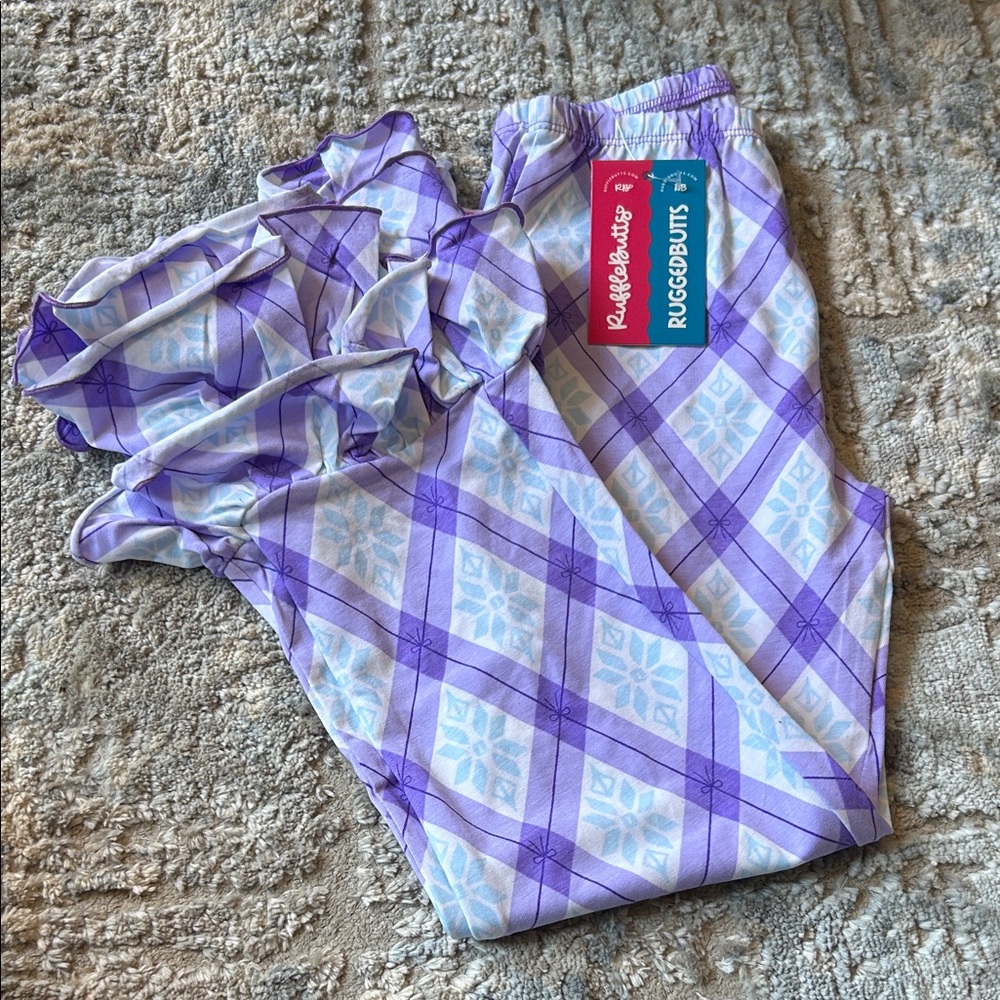 Ruffle Butts Purple and Pale Blue Plaid Ruffle Dress